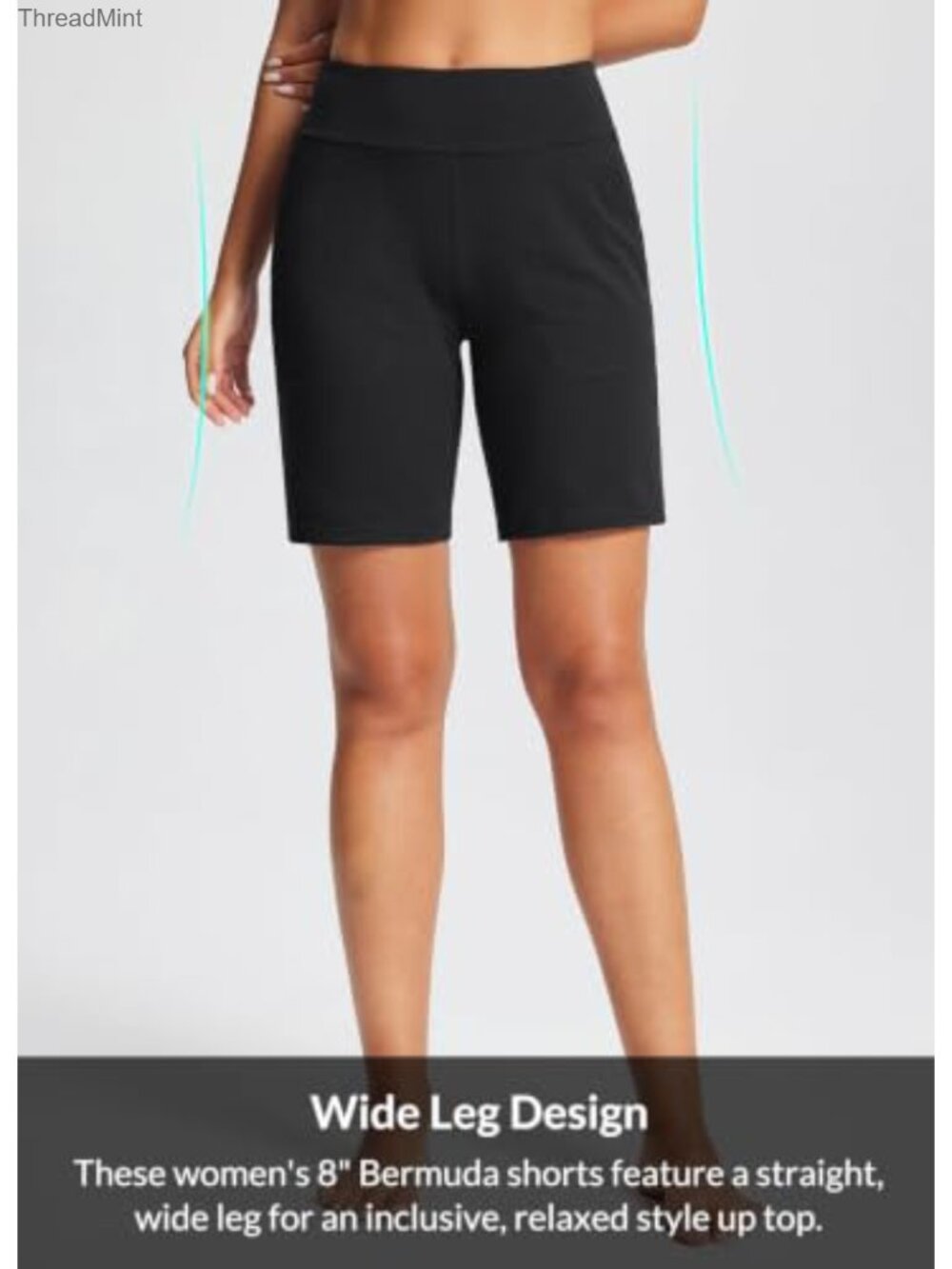 Women's 8" Bermuda Shorts High Waist Cotton Spandex Athletic Running Yoga Phone - Picture 5 of 6